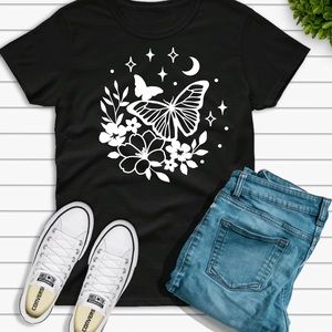 Floral Butterfly Moon and Stars Shirt